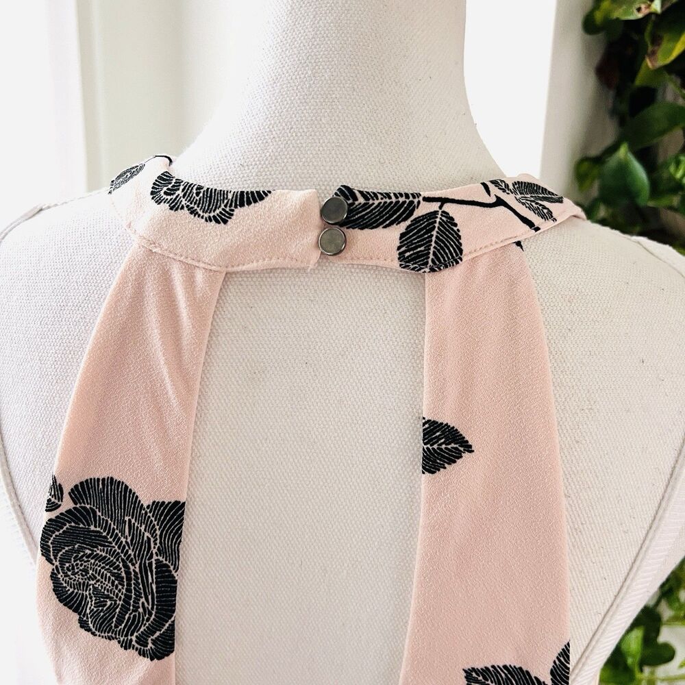 Candie's Pink Midi Dress with Black Floral Print - Picture 6 of 9